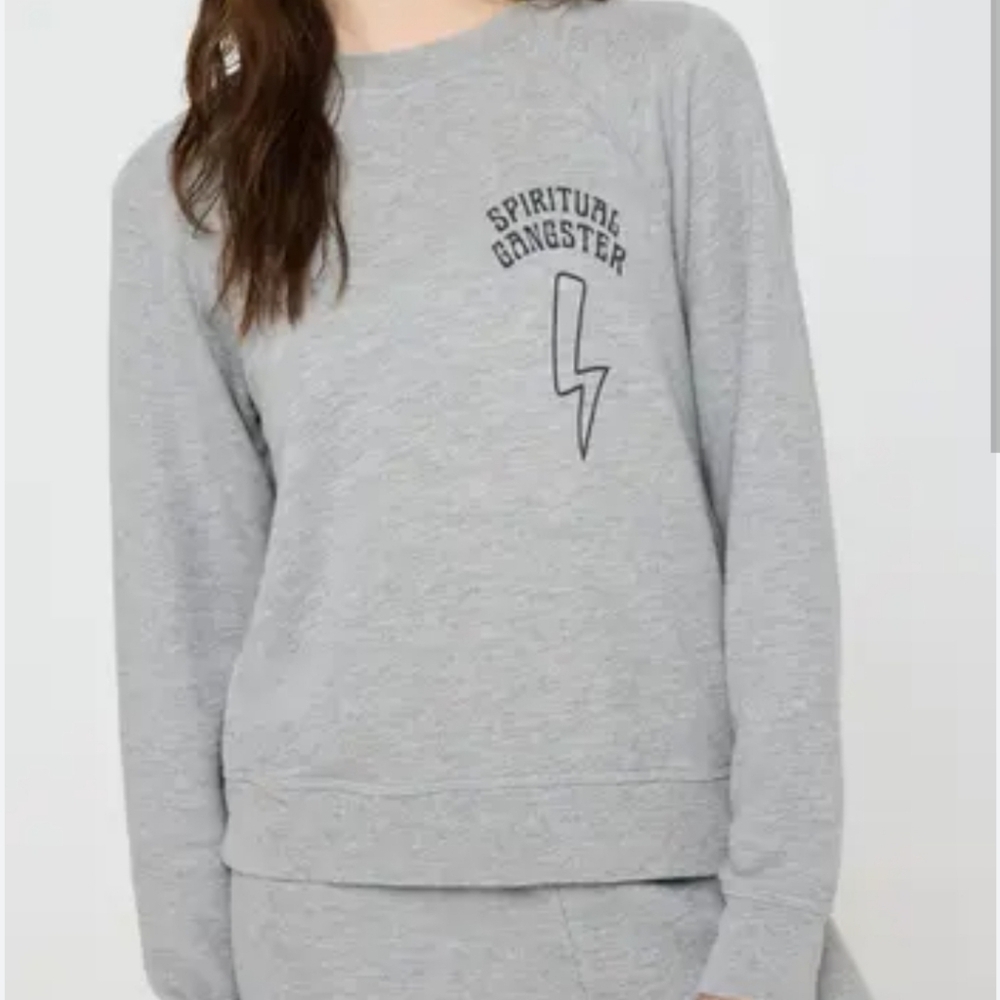 New Spiritual Gangster Essence Forever Crewneck Heather Grey Sweatshirt XS NWT